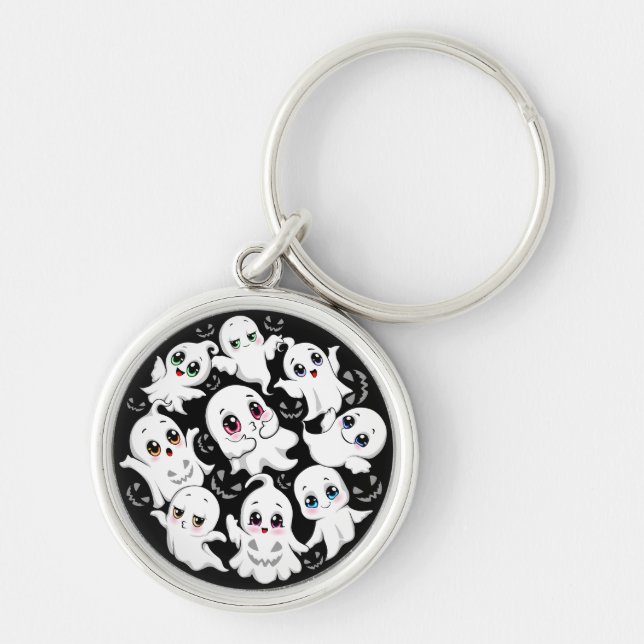 Baby Ghosts Spooky Cute Halloween Mood Key Ring (Front)
