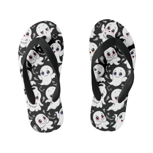Baby Ghosts Spooky Cute Halloween Mood Kid's Flip Flops (Footbed)