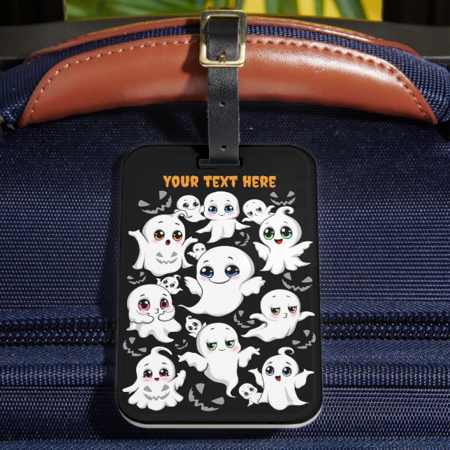 Baby Ghosts Spooky Cute Halloween Mood Luggage Tag (Front Insitu 2)