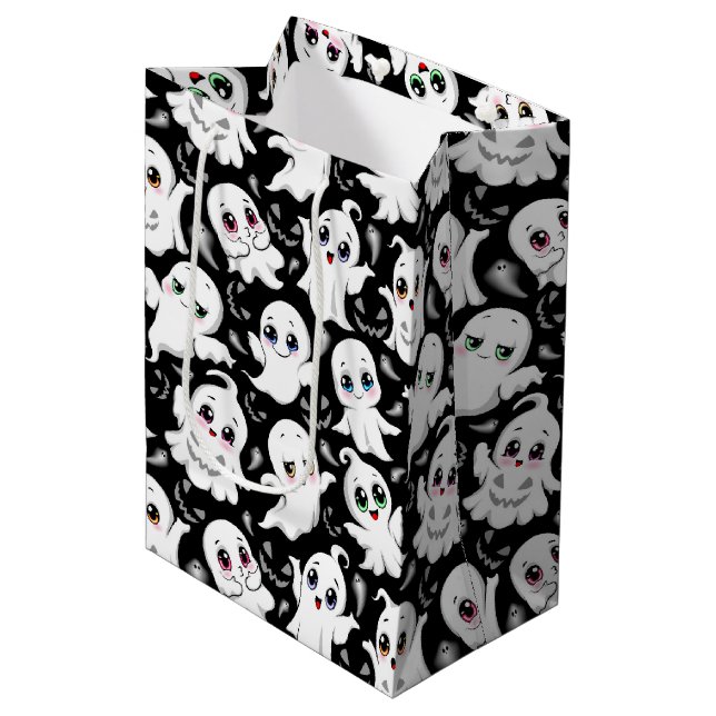 Baby Ghosts Spooky Cute Halloween Mood Medium Gift Bag (Front Angled)