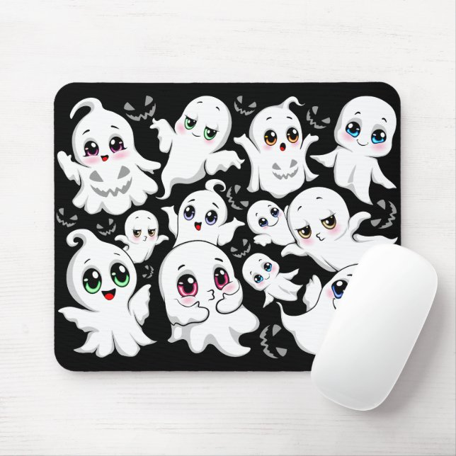 Baby Ghosts Spooky Cute Halloween Mood Mouse Mat (With Mouse)