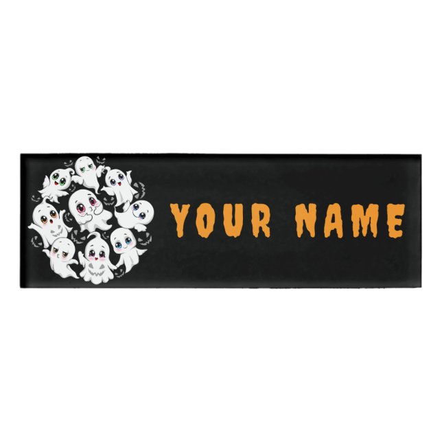 Baby Ghosts Spooky Cute Halloween Mood Name Tag (Front)