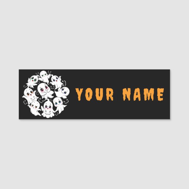 Baby Ghosts Spooky Cute Halloween Mood Name Tag (Front)