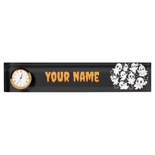 Baby Ghosts Spooky Cute Halloween Mood Nameplate (Front)