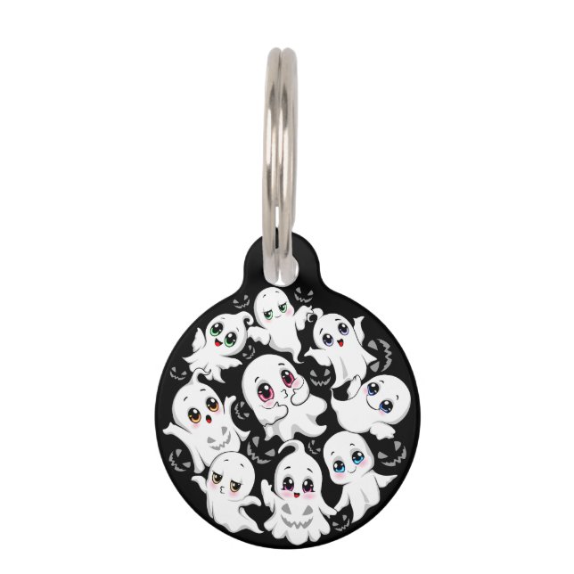 Baby Ghosts Spooky Cute Halloween Mood Pet Tag (Front)