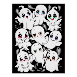 Baby Ghosts Spooky Cute Halloween Mood Poster