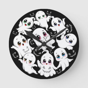 Baby Ghosts Spooky Cute Halloween Mood Round Clock