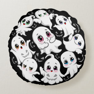 Baby Ghosts Spooky Cute Halloween Mood Round Cushion