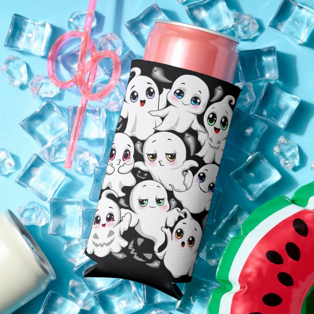 Baby Ghosts Spooky Cute Halloween Mood Seltzer Can Cooler (In Situ Summer)