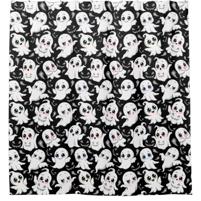 Baby Ghosts Spooky Cute Halloween Mood Shower Curtain (Front)