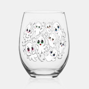 Baby Ghosts Spooky Cute Halloween Mood Stemless Wine Glass