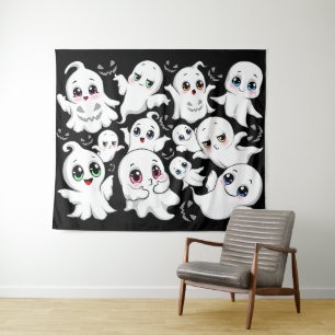 Baby Ghosts Spooky Cute Halloween Mood Tapestry