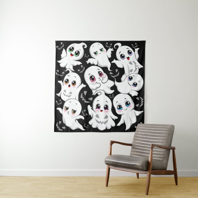Baby Ghosts Spooky Cute Halloween Mood Tapestry (In Situ)