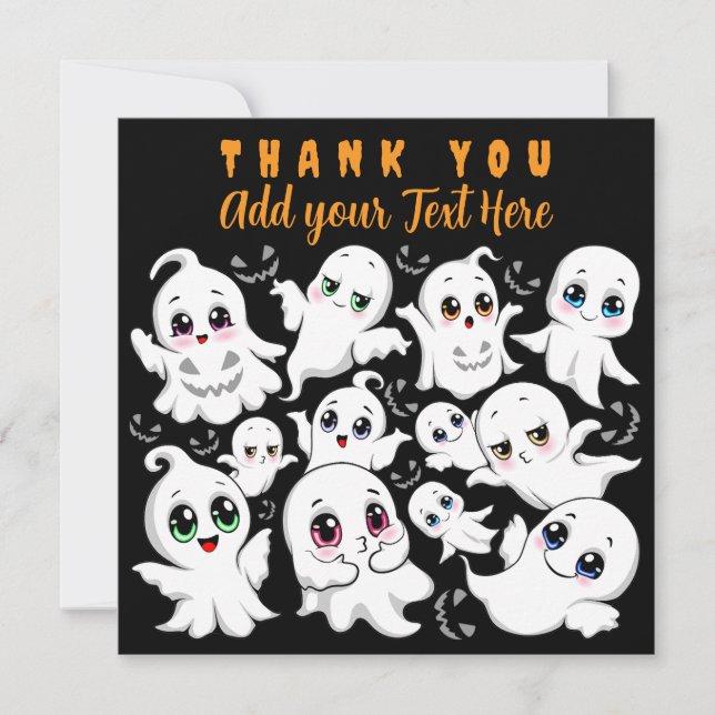 Baby Ghosts Spooky Cute Halloween Mood Thank You Card (Front)