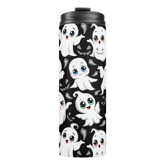 Baby Ghosts Spooky Cute Halloween Mood Thermal Tumbler (Front)