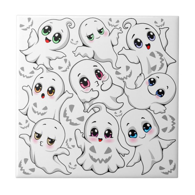 Baby Ghosts Spooky Cute Halloween Mood Tile (Front)