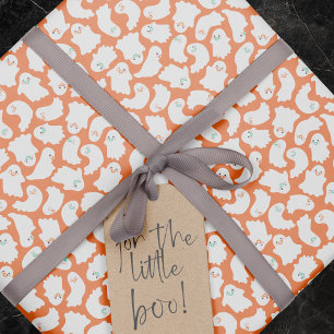 Baby Ghosts With Pacifiers Orange Baby Shower  Wrapping Paper