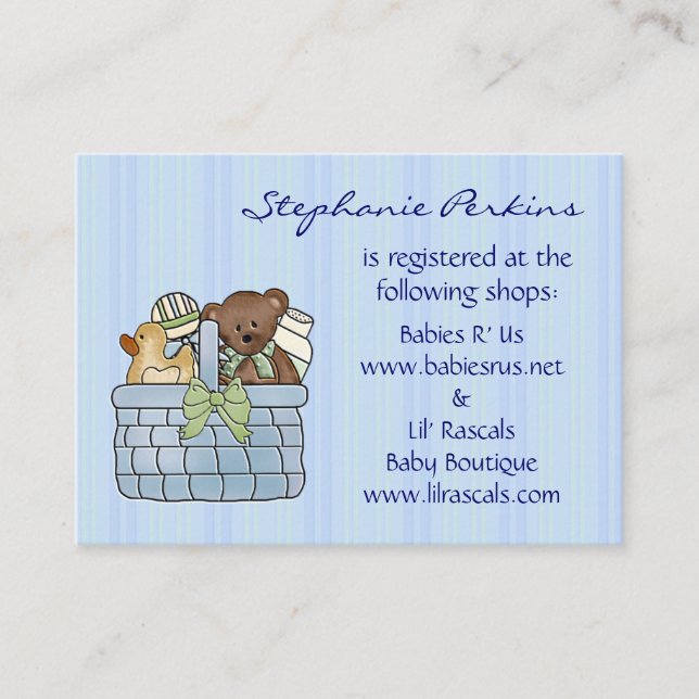 Baby Gift Basket Registry Cards (Front)