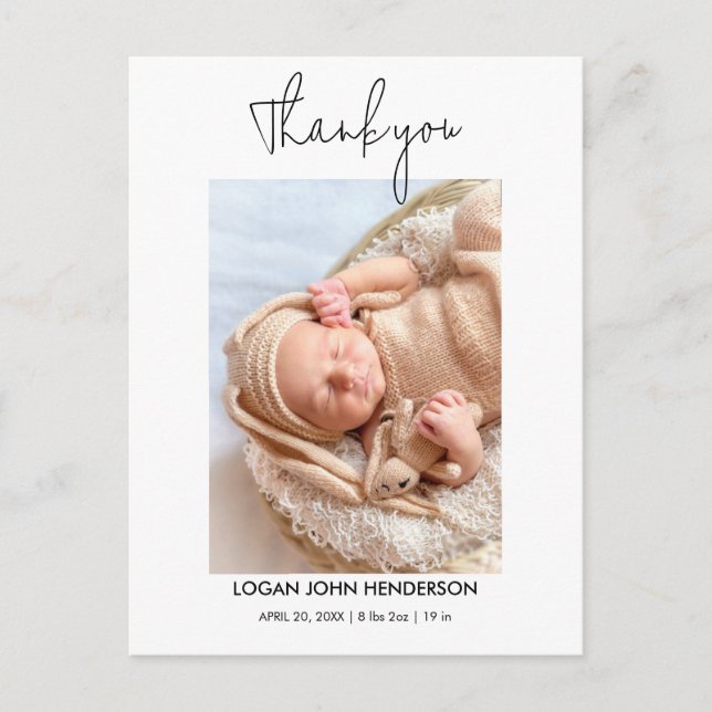 Baby Gift Shower Thank You 4 Photo Collage  Holiday Postcard (Front)