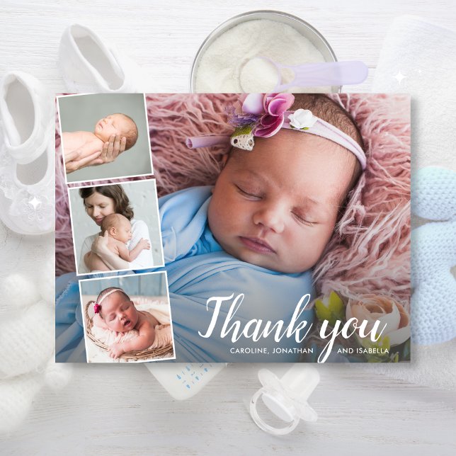 Baby Gift Shower Thank You 4 Photo Collage Postcard (Creator Uploaded)