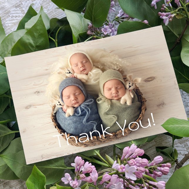 Baby Gift Triplets Thank You Newborn Baby Shower Card (Creator Uploaded)