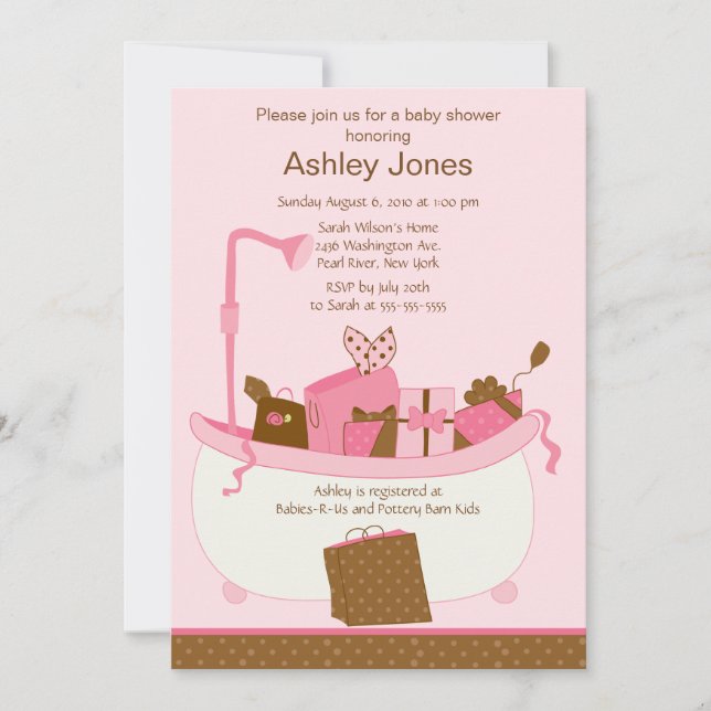 Baby Gifts Tub Girl Baby Shower Invitation (Front)