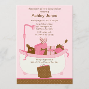 Baby Gifts Tub Girl Baby Shower Invitation