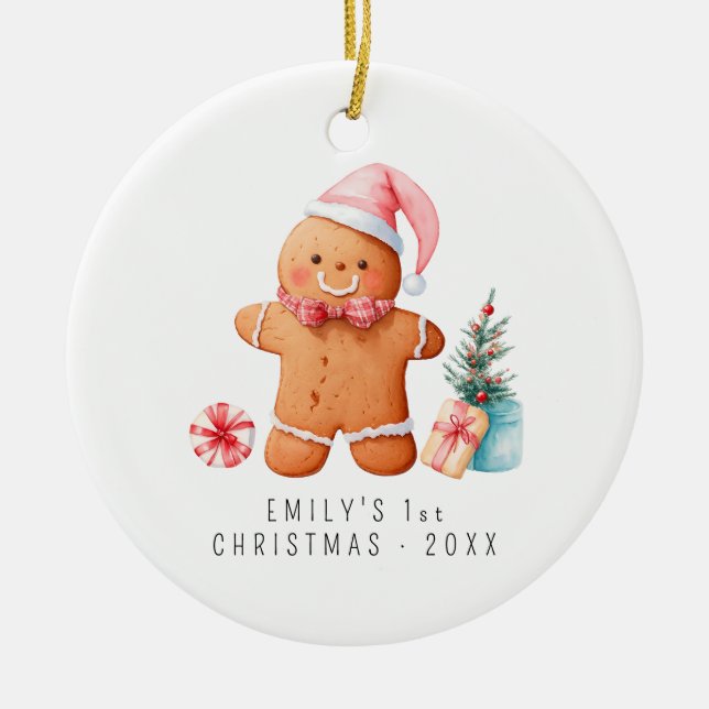 Baby Gingerbread | Baby's First Christmas  Ceramic Tree Decoration (Front)
