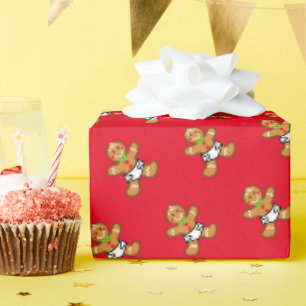 Baby Gingerbread sweet XmaS on Red Wrapping Paper