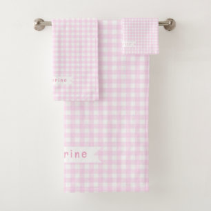 Baby Gingham Pastel Pink Bath Towel Set