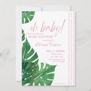 Baby Gir, Script Quote Tropical Floral Baby Shower Invitation