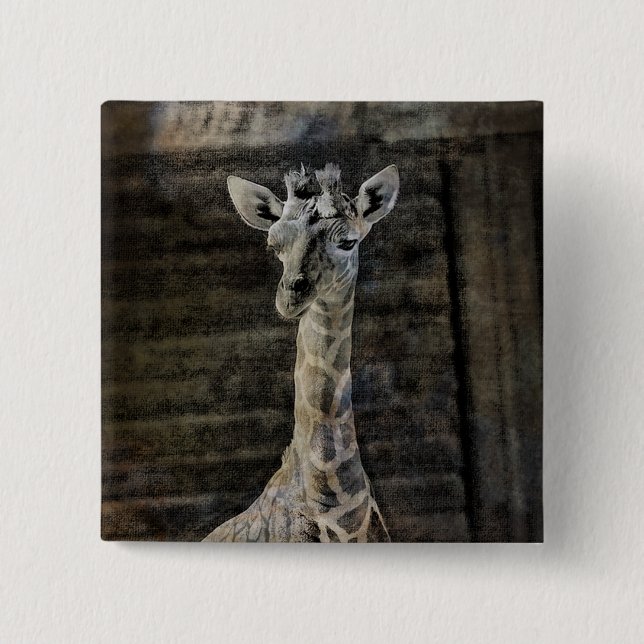 Baby Giraffe 15 Cm Square Badge (Front)