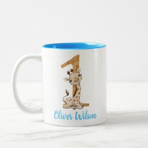 Baby Giraffe 1st Birthday Two-Tone Coffee Two-Tone Coffee Mug