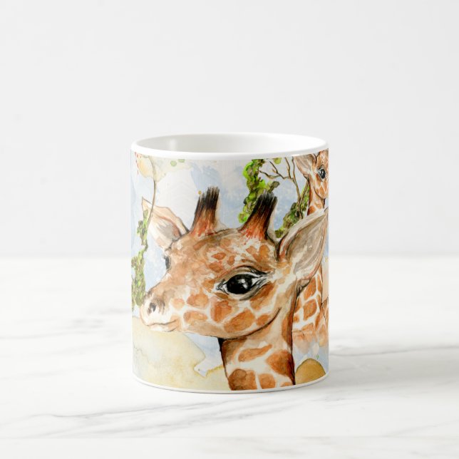 Baby Giraffe Africa Savanna Animals brown gold Coffee Mug (Center)