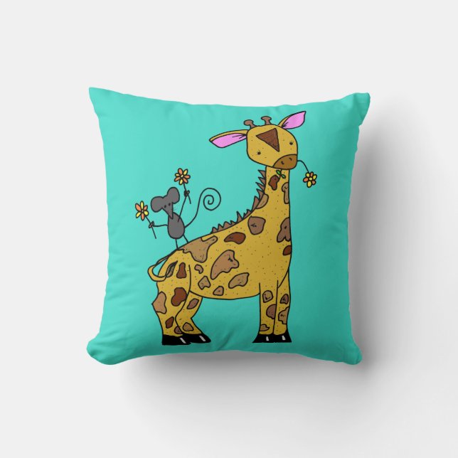 Baby Giraffe and Mouse Pillow (Front)