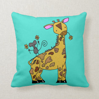 Baby Giraffe and Mouse Pillow