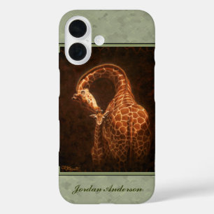Baby Giraffe and Mum Green iPhone 16 Case