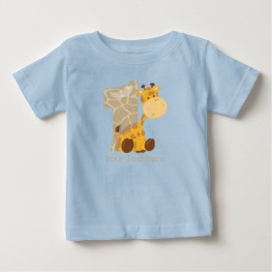 Baby Giraffe and Number One   Personalised T-Shirt