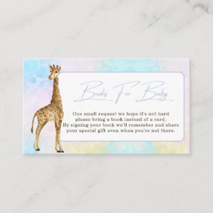 Baby Giraffe Baby Shower Book Request Blue Enclosure Card