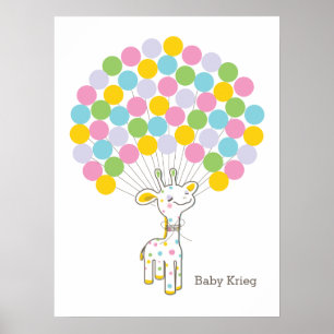Baby Giraffe   Baby Shower Guest Book Print