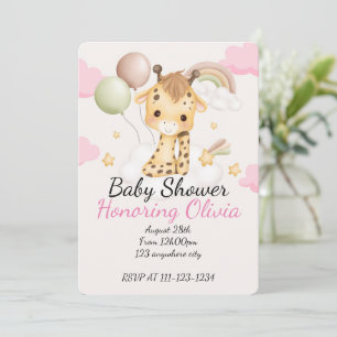 BABY GIRAFFE BABY SHOWER INVITATION