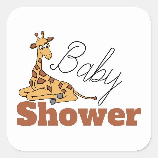 Baby Giraffe, Baby Shower Square Sticker (Front)