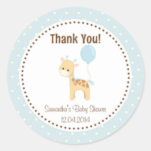 Baby Giraffe Baby Shower Sticker Blue