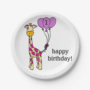 Baby Giraffe - Birthday Plates - Customisation