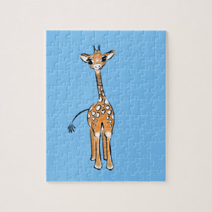 Baby Giraffe - blue Jigsaw Puzzle