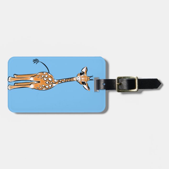 Baby Giraffe - blue Luggage Tag (Front Horizontal)
