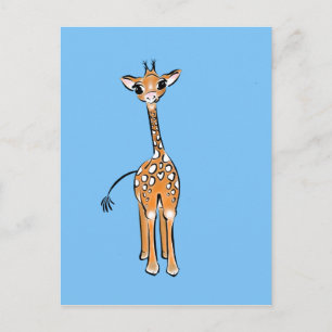 Baby Giraffe - blue Postcard