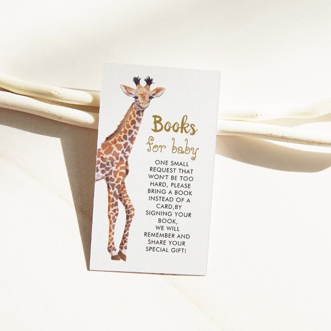 Baby Giraffe Book Request Baby Shower Enclosure Card (Creator Uploaded)