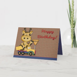 Baby Giraffe Boy Birthday Card