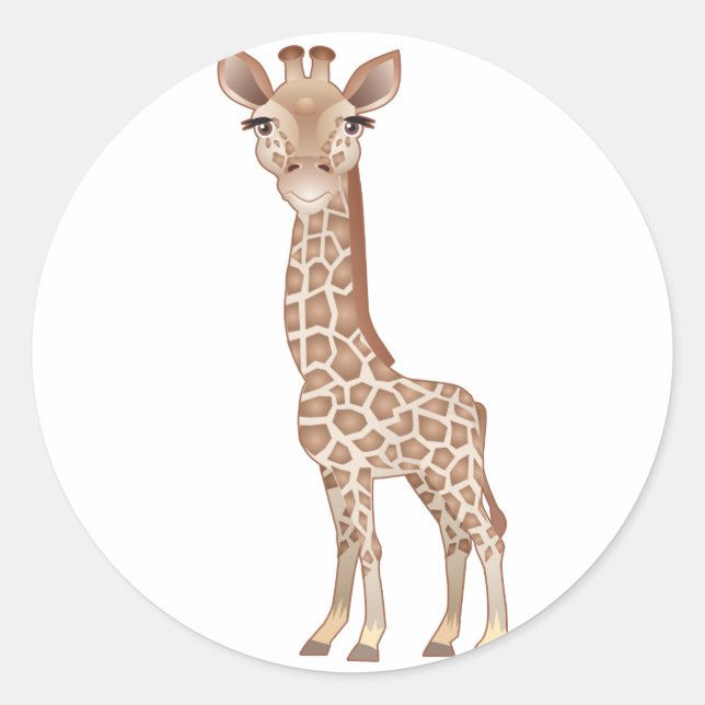 Baby Giraffe Classic Round Sticker (Front)